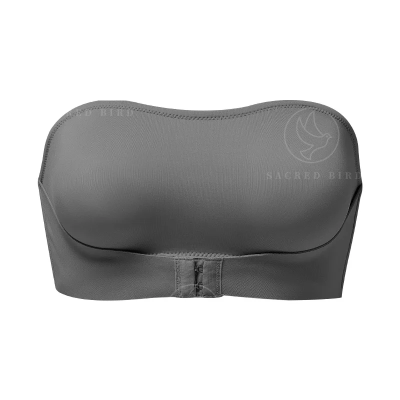 Venda quente Novo design eficaz à prova de deslizamento lateral uma peça bralette acolchoado seda gelo sem alças sutiã para mulher - Imagem 13