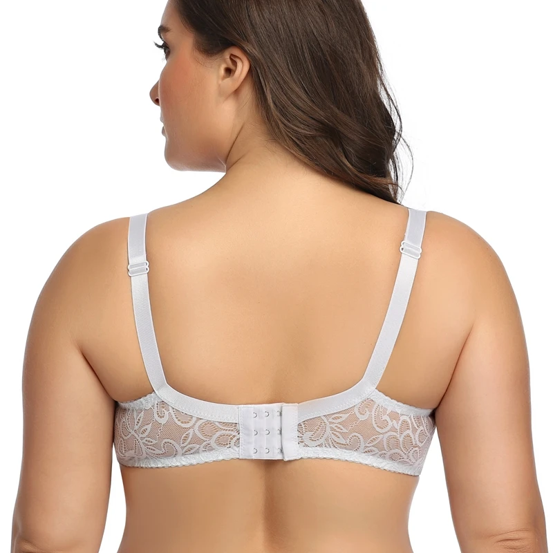 Sutiã de renda lisa para mulher plus size sutiã com fio sem espuma lingerie de copo completo 34e 36e 38d 38e 40d 40e 42d 42e 44e 46e 48e-6003 - Imagem 2