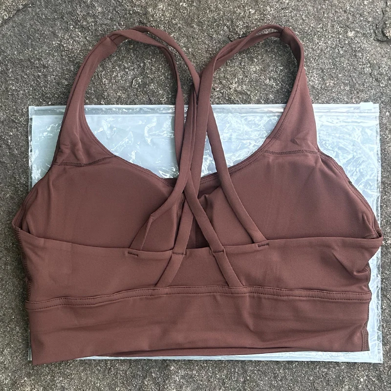 Sutiã feminino de cor sólida com costas cruzadas, roupa íntima fitness macia, sutiã esportivo, academia, yoga, treino atlético com almofada no peito - Imagem 10