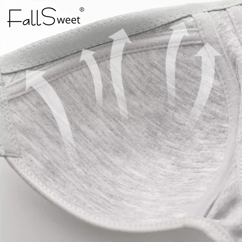 Fallsweet sutiã de fechamento frontal sem fio para mulheres sem costura cobertura completa sutiã copos fixos tamanho grande conforto roupa interior mãe lingeries - Imagem 5