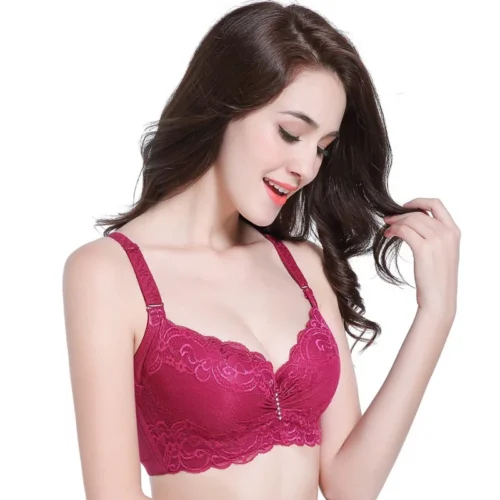 Sutiã grande ajustável sexy de renda, item de comércio exterior de venda quente com anéis de aço reunindo sutiã feminino fino