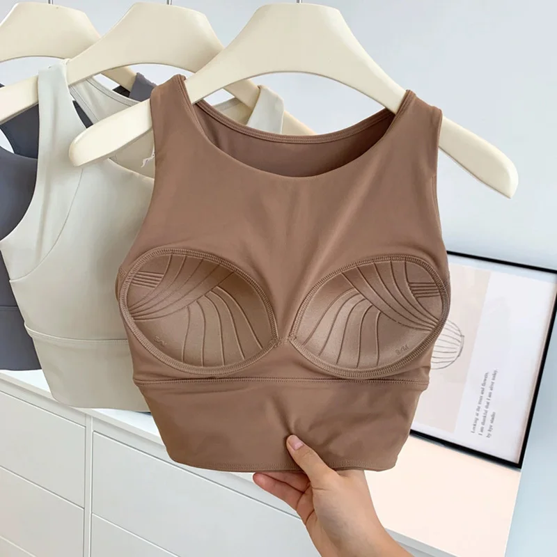 Colete esportivo compacto tudo em um, à prova de choque, corrida, respirável, copo completo, yoga, roupas de ginástica, verão, novo sutiã fitness