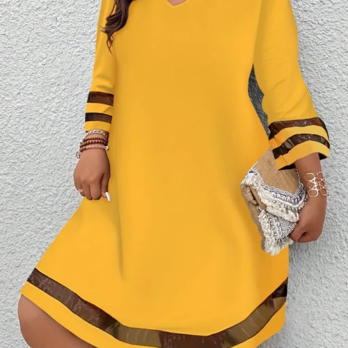 Plus size moda elegante vestido feminino solto vestido casual feminino novo temperamento